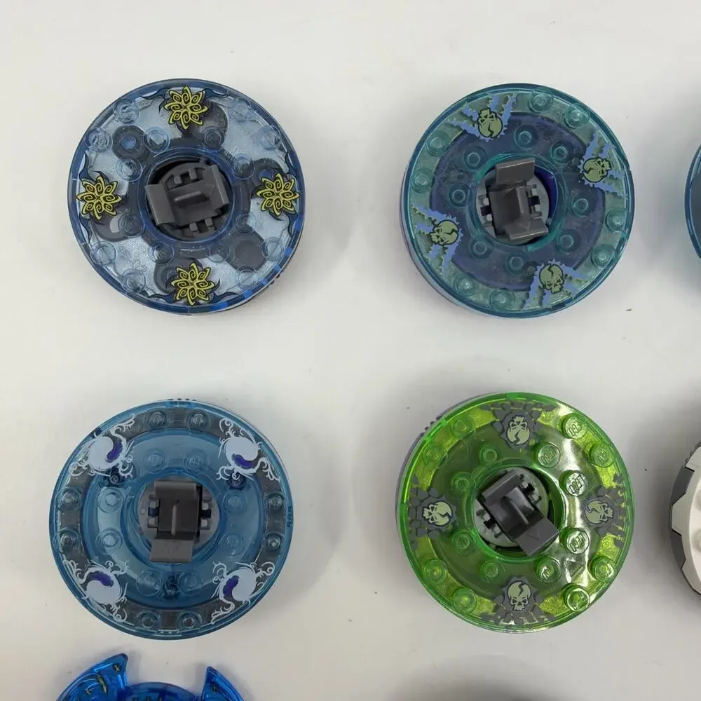 Lot of 7 LEGO Ninjago Spinners w/ 3 Character Toppers Spinjitzu Accessories
